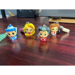 Just Play Disney Princess Keychain Lot Belle Rapunzel Fairy Godmother Tremaine